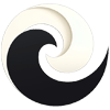 HigherTide logo - A wave reflecting ying yang